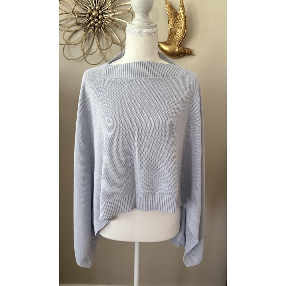 Lululemon Knit Poncho Wrap OS Gray Silk Blend Oversized Sweater Logo